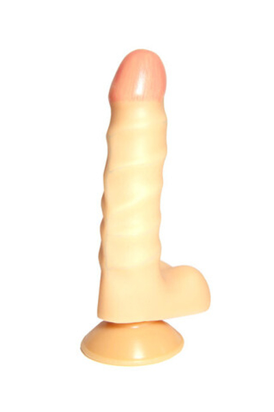 Реалистичный рельефный фаллос на присоске 16,7 см (Цвет: телесный)
