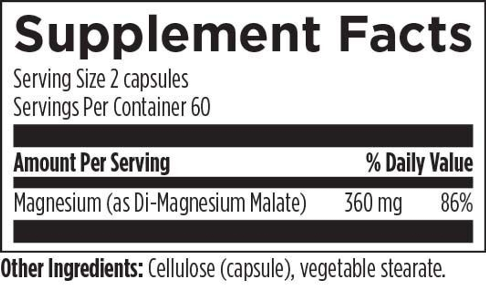 Designs For Health - MMC120 - Magnesium Malate 120 capsules