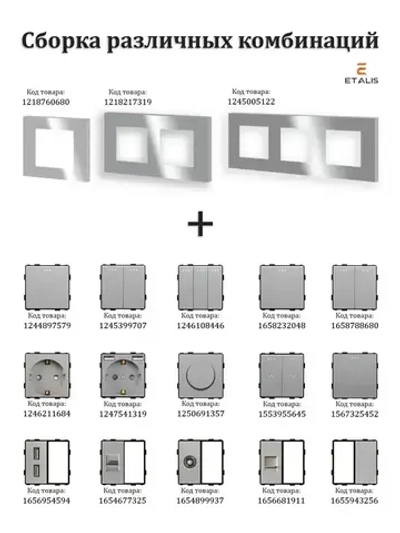 Etalis Рамка электроустановочная, серый, 4 пост., 1 шт.
