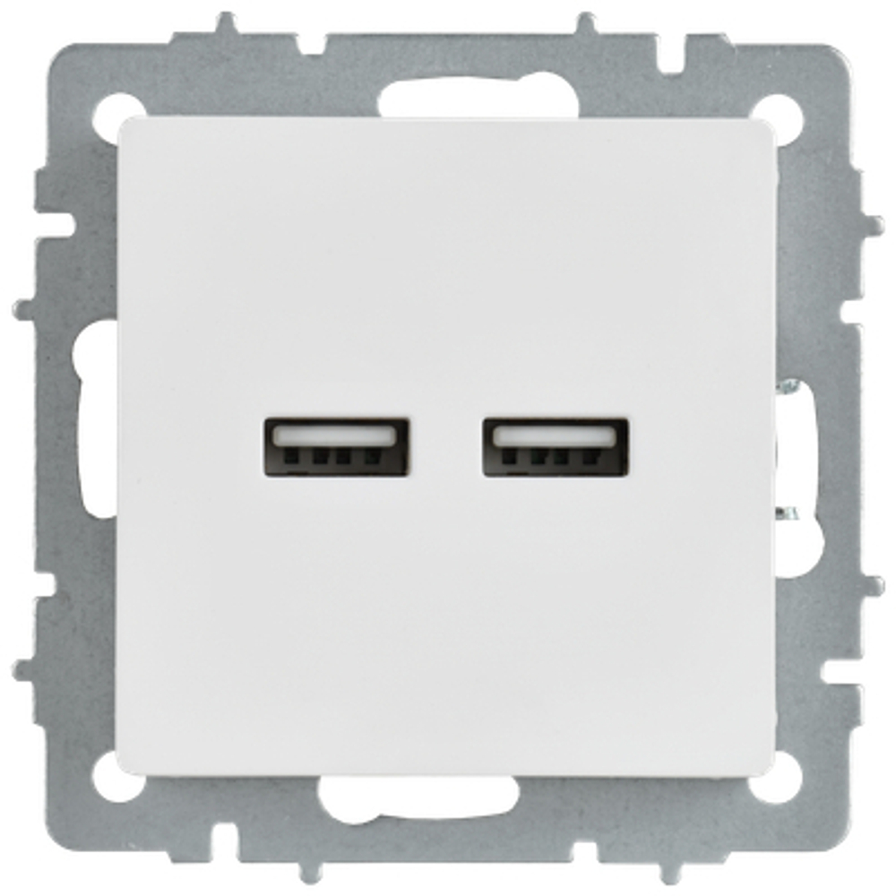 BRITE Розетка USB A+A 5В 3,1А РЮ10-1-БрАБ арктический белый IEK