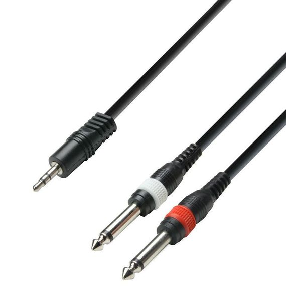 Adam Hall K3 YWPP 0300 - кабель аудио TRS (jack) stereo 3.5 mm - 2 х TRS (jack) mono 6.3 mm, 0.22 мм
