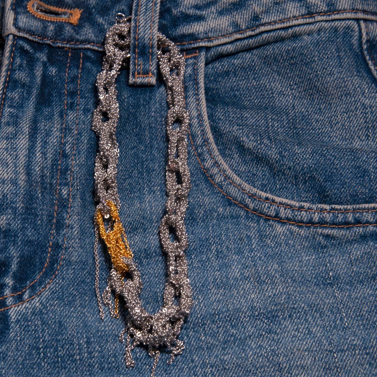 Ожерелье "Звенья" - Сталь, позолота