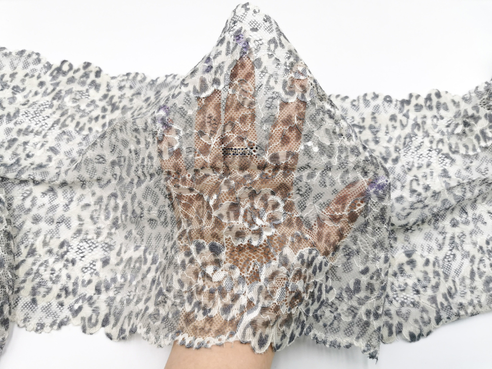 Эластичное кружево, серое, 21 см, (Арт: EK-2772), м