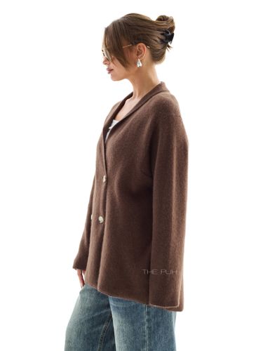 Шоколадный кашемировый кардиган с шалевым воротником