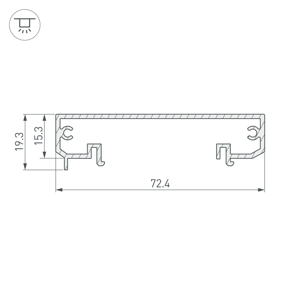 Профиль-держатель KLUS-POWER-W70-BASE-2000 ANOD (Arlight, Алюминий) 019883