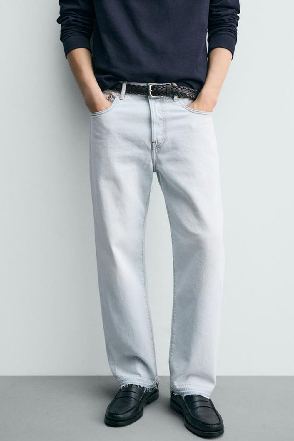 ZARA ДЖИНСЫ STRAIGHT ДЛИНОЙ ДО ЩИКОЛОТКИ, ГОЛУБОЙ