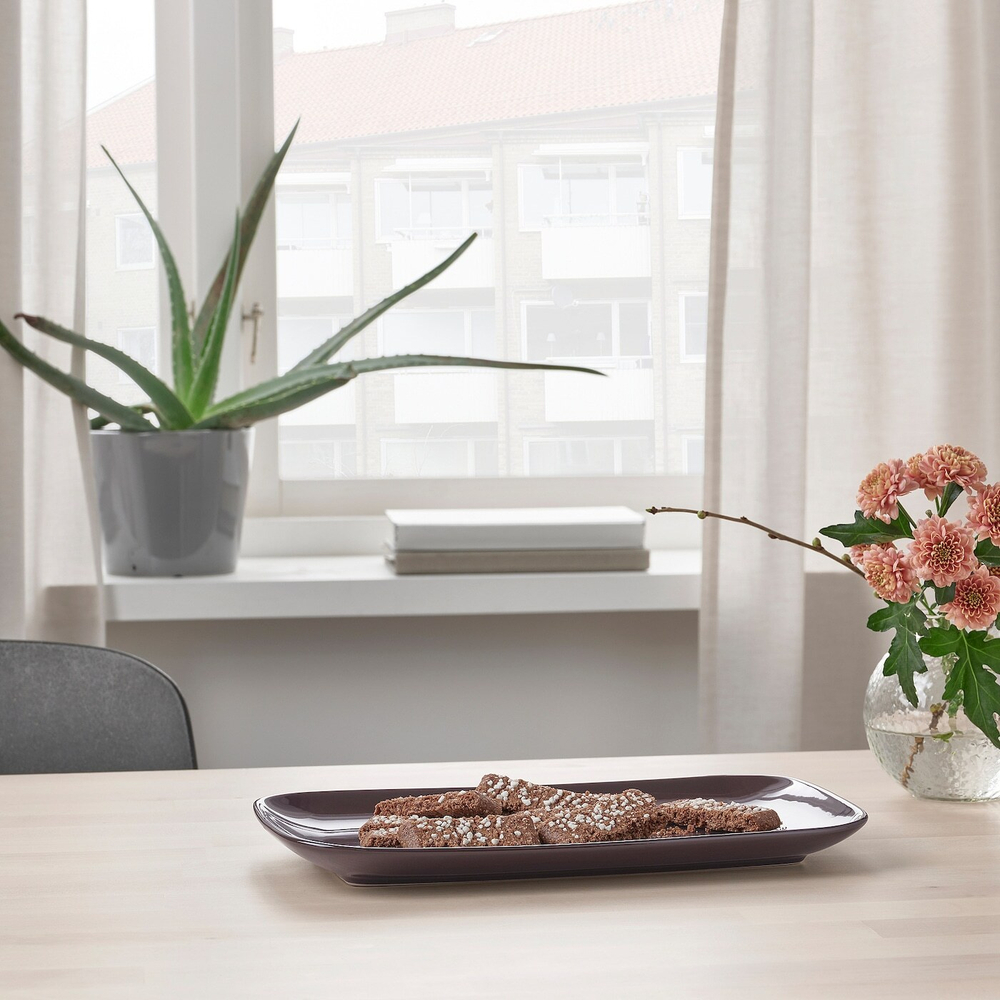 IKEA FÄRGKLAR  (ИКЕА ФÄРГКЛАР)  -  Тарелка, коричневая глянцевая, 30x18 см