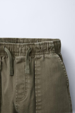 ZARA БРЮКИ-ДЖОГГЕРЫ ИЗ ЭЛАСТИЧНОЙ ТКАНИ, ОЛИВКОВЫЙ