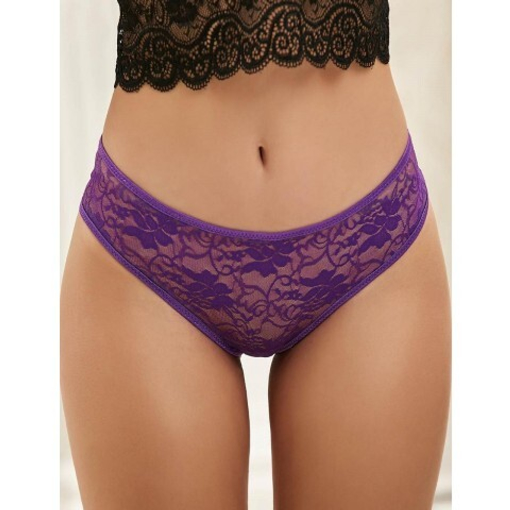 Кружевные трусики с доступом, фиолетовые, XS-S