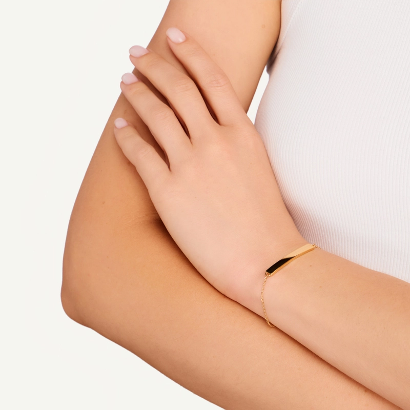 Браслет с Пластиной для Вашей Гравировки – Золото