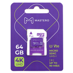 Карта памяти Mastero 64Гб microSDXC, C10/UHS-I U3, с адаптером SD (MB-64-MSD)