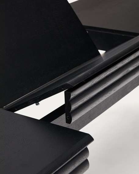 Раздвижной стол Lenon черный из шпона и массива дуба 200(280)x90