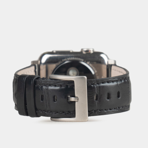 Ремешок для Apple Watch 40/41/42 mm из кожи аллигатора, черного цвета