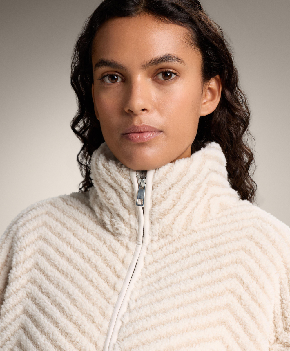 Oysho Куртка из искусственной овчины с узором «ёлочка», экрю