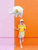 Шар (33''/84 см) Фигура, Слоник, Белый, 1 шт.