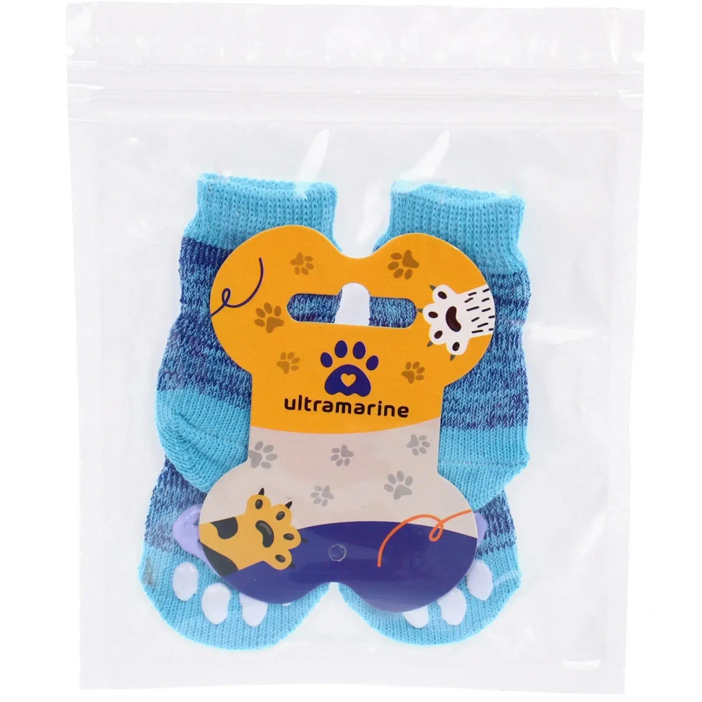 Носочки для животных «LAPUSIK», однотонные, цвет синий, размер m, 3см