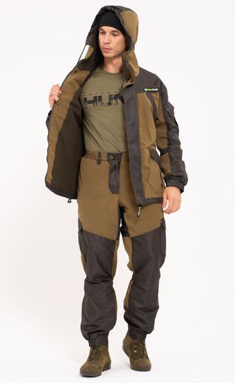 Костюм "ГОРНЫЙ -5" кур+бр (Брезент/Таслан, флис. Хаки)