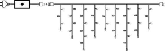 Бахрома-каучук 204 LED 6 м. 0,3*0,4*0.6 холод.белый, черн.пр., уличная IP65, Winner (w.02.7B.204+)