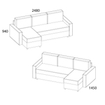 МЯГКАЯ МЕБЕЛЬ, Диван угловой CARMEN. Цвет DREAM 19