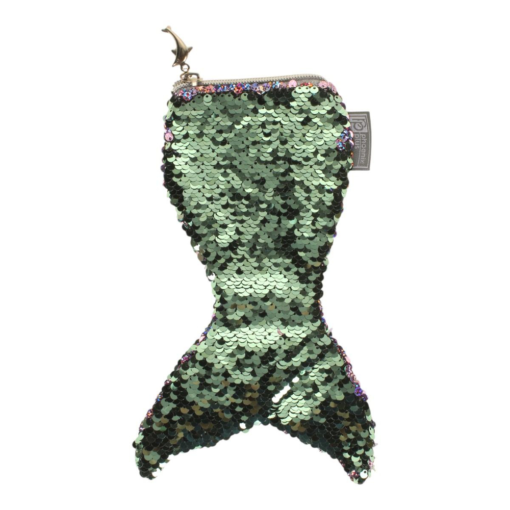 Пенал 1 отд. 24х14,6см "Хвост русалки" зеленый, пайетки (Феникс+)