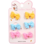 Резинки для волос детские 6шт «БАМБИ БУМ Маттэ», Бантики, микс 6 цветов, d-2.см/12*7.5см