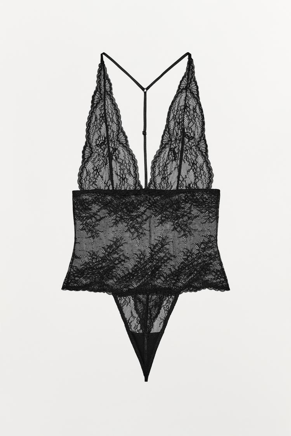 ZARA КРУЖЕВНОЕ БОДИ, ЧЕРНЫЙ