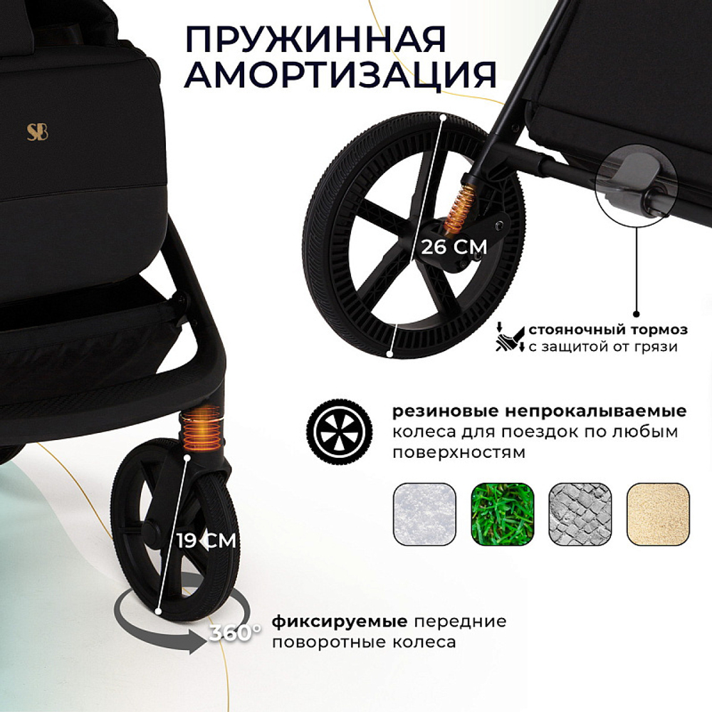 Детская коляска Sweet Baby Stella Plus Therma 2 в 1 427414 Black