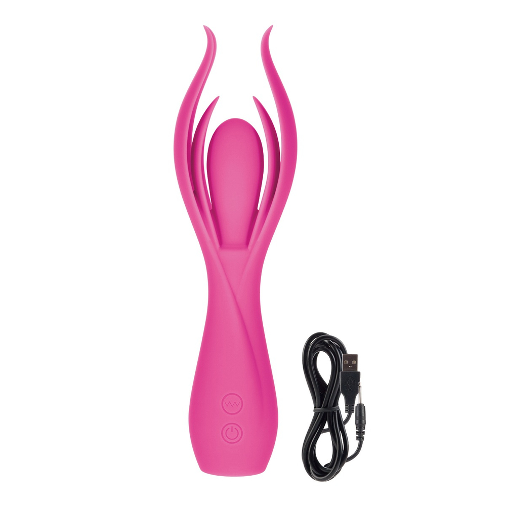 Розовый вибромассажер с двойными лепестками Lust by JOPEN L7