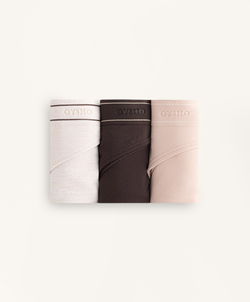 OYSHO Набор из 3 бесшовных трусов-стрингов, шоколадный