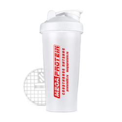 Шейкер 600мл Белый (MegaProtein)