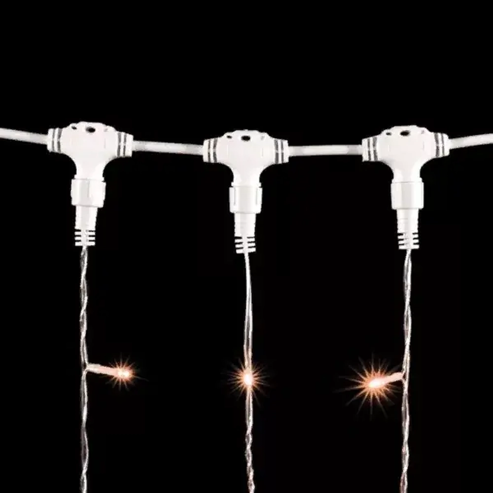 Светодиодный занавес 2*3 м., 600 экстра теплых белых LED ламп, прозрачный провод ПВХ, LTC (PCL602-10-2EWW)