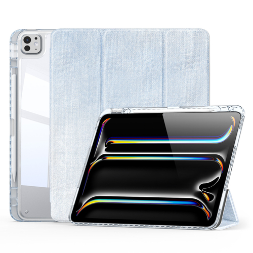 Чехол книжка синего цвета от Dux Ducis для Apple iPad Pro 13 с 2024 года, серия Unid Series Case, с держателем Apple Pencil и функцией автоматического перехода в спящий режим