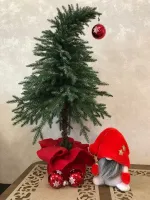Искусственная ель на ножке "Гринч" (Литая хвоя с инеем) 70 см