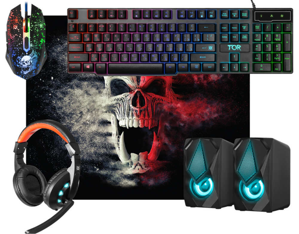 Игровой набор Defender Tor MHP-127 мышь+клавиатура+ковер+колонка