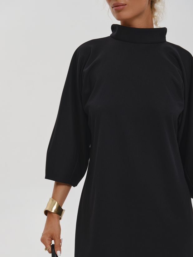 Платье МЫШЬ с воротником стойка, черный