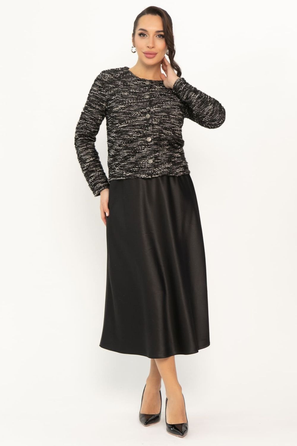 Костюм с атласной юбкой Лизетт (черный) К14677-10М LT Collection