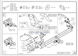 Фаркоп оцинкованный Galia F126C для Ford Ranger 2012-, Mazda BT50 2012-(паспорт и сертификат в комплекте)(без электрики)