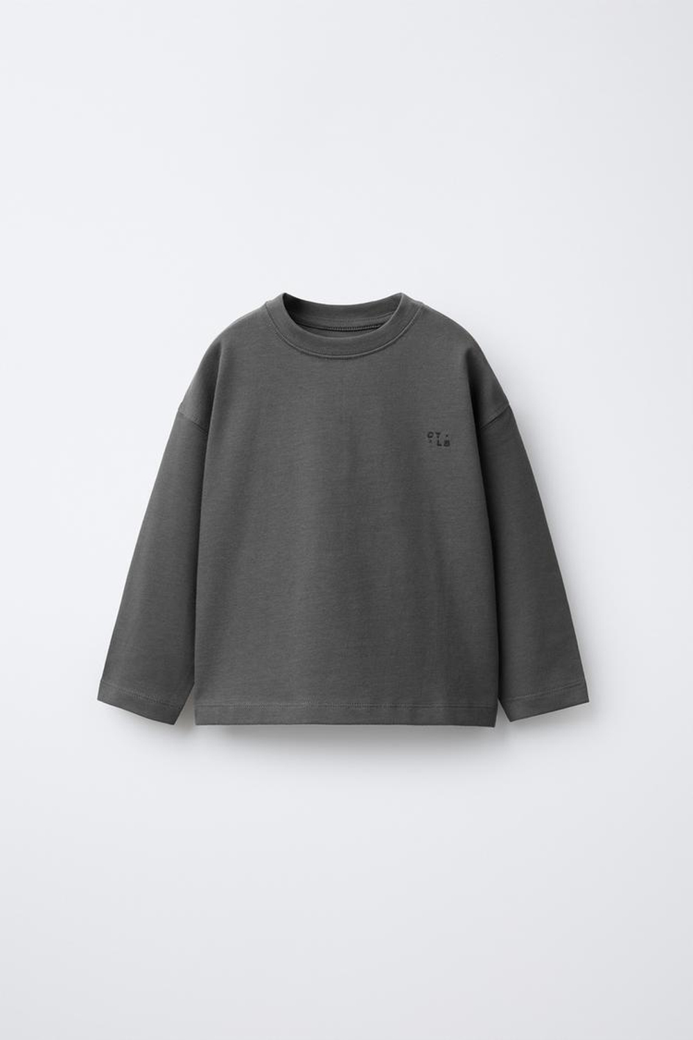 ZARA ФУТБОЛКА HEAVYWEIGHT С ВЫШИВКОЙ, АНТРАЦИТОВО-СЕРЫЙ