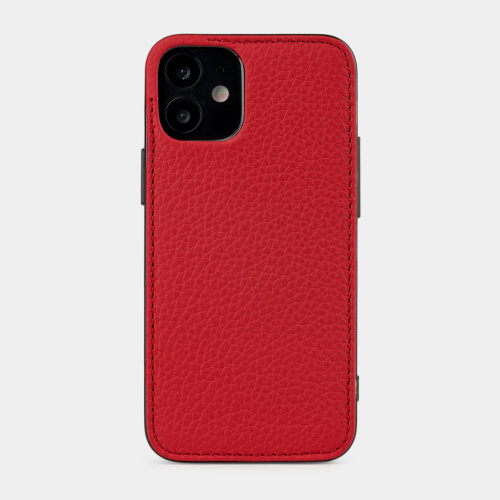 Чехол-накладка для iPhone 12 Mini из натуральной кожи теленка, красного цвета
