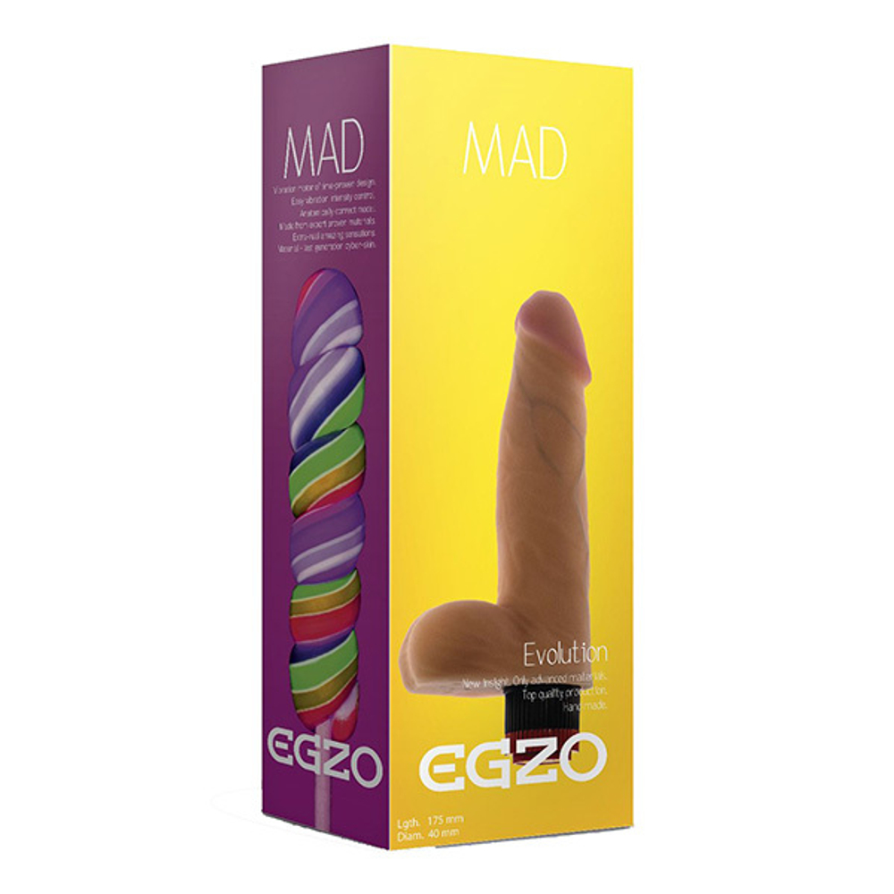 Телесный реалистичный мультискоростной вибратор 17,5см Mad Egzo Lollipop