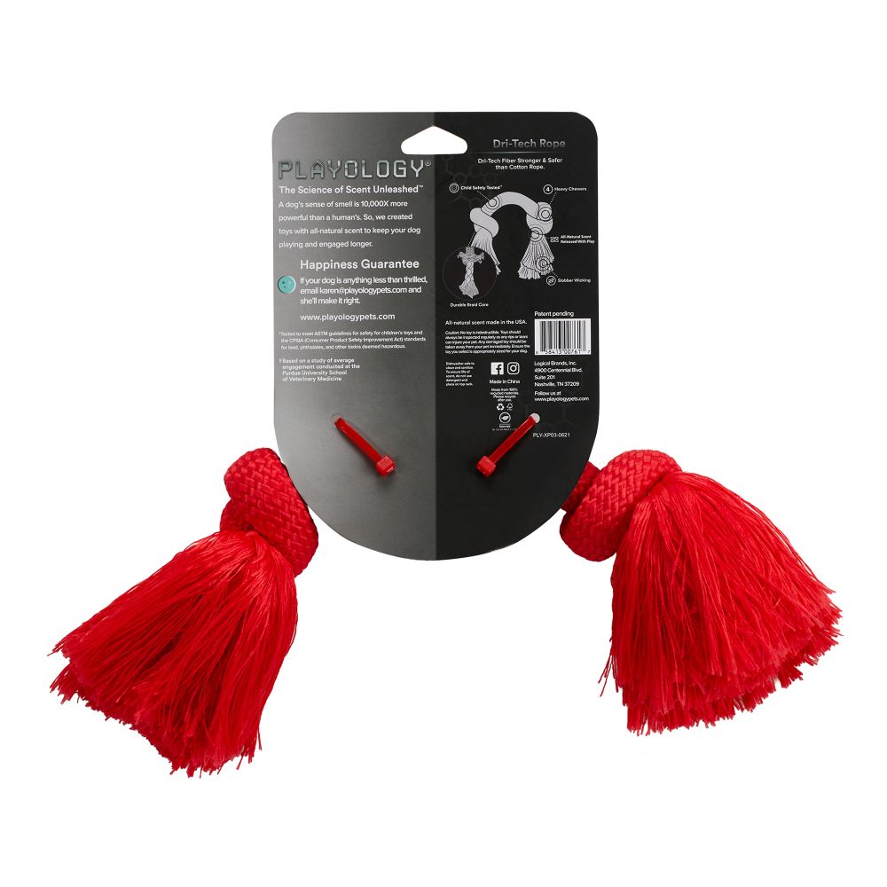 Жевательный канат Playology DRI-TECH ROPE для собак средних пород с ароматом говядины, средний, цвет красный