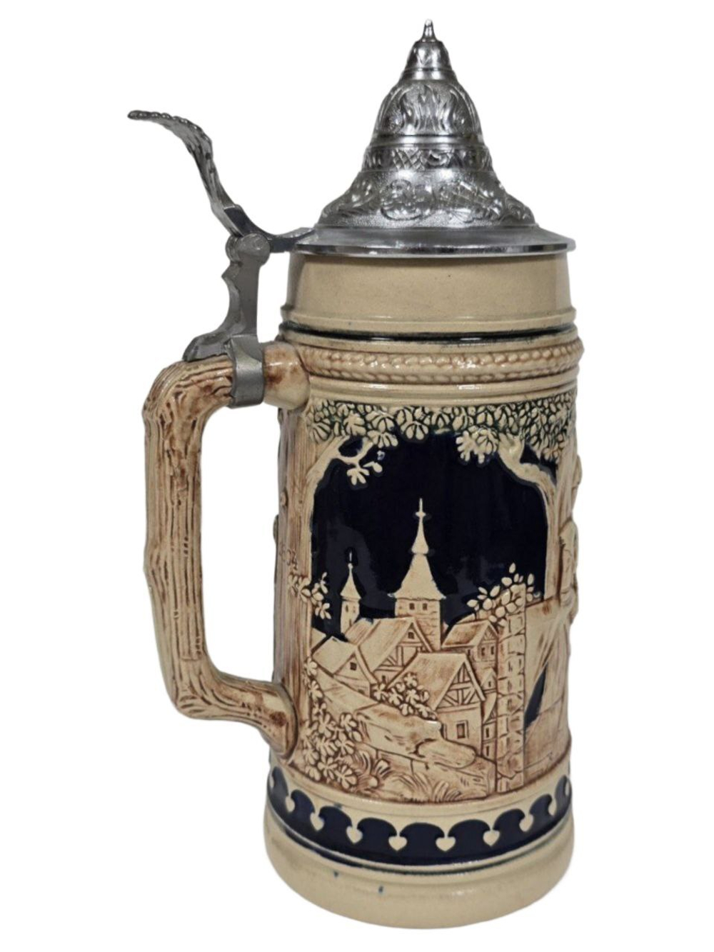 Кружка пивная (фарфор с оловянной крышкой) Германия