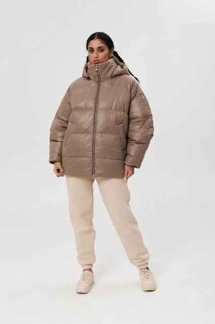 Пуховик средней длины 2.0 цвета капучино
