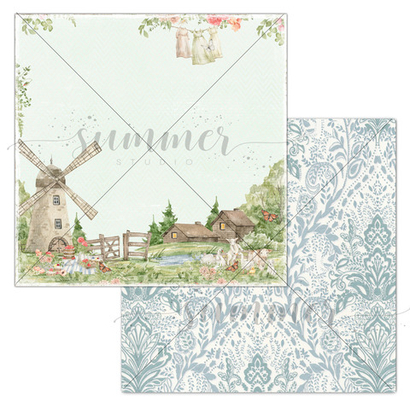 Лист двусторонней  бумаги "Жизнь в деревне" 190гр, 30,5*30,5см, SS15062022-4