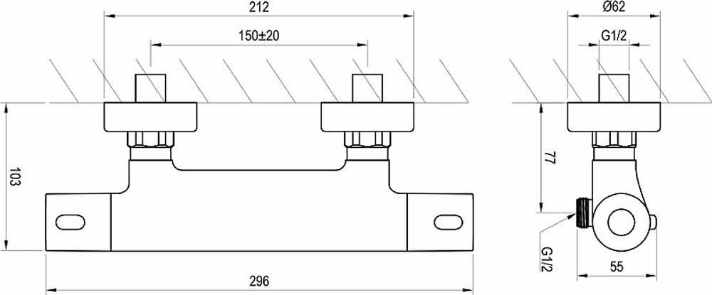 Смеситель для душа Ravak Termo 300 TE 033.00/150 X070096 с термостатом Хром