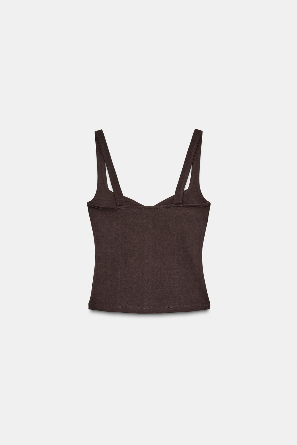 ZARA ТОП С ВЫРЕЗОМ СЕРДЕЧКОМ И ПУГОВИЦАМИ, КОРИЧНЕВЫЙ