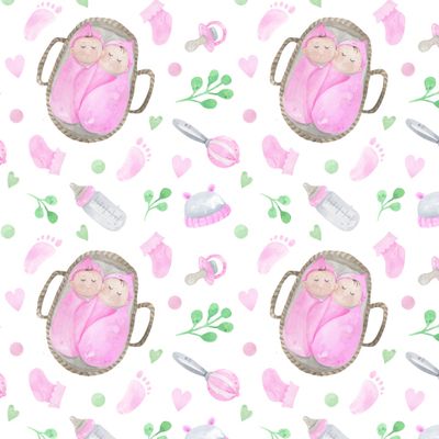 Новорожденные малыши близнецы девочки. Рустик, сканди, плетеная колыбель
