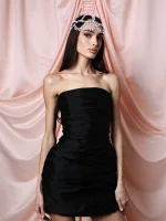 Платье мини с буфами, Черный