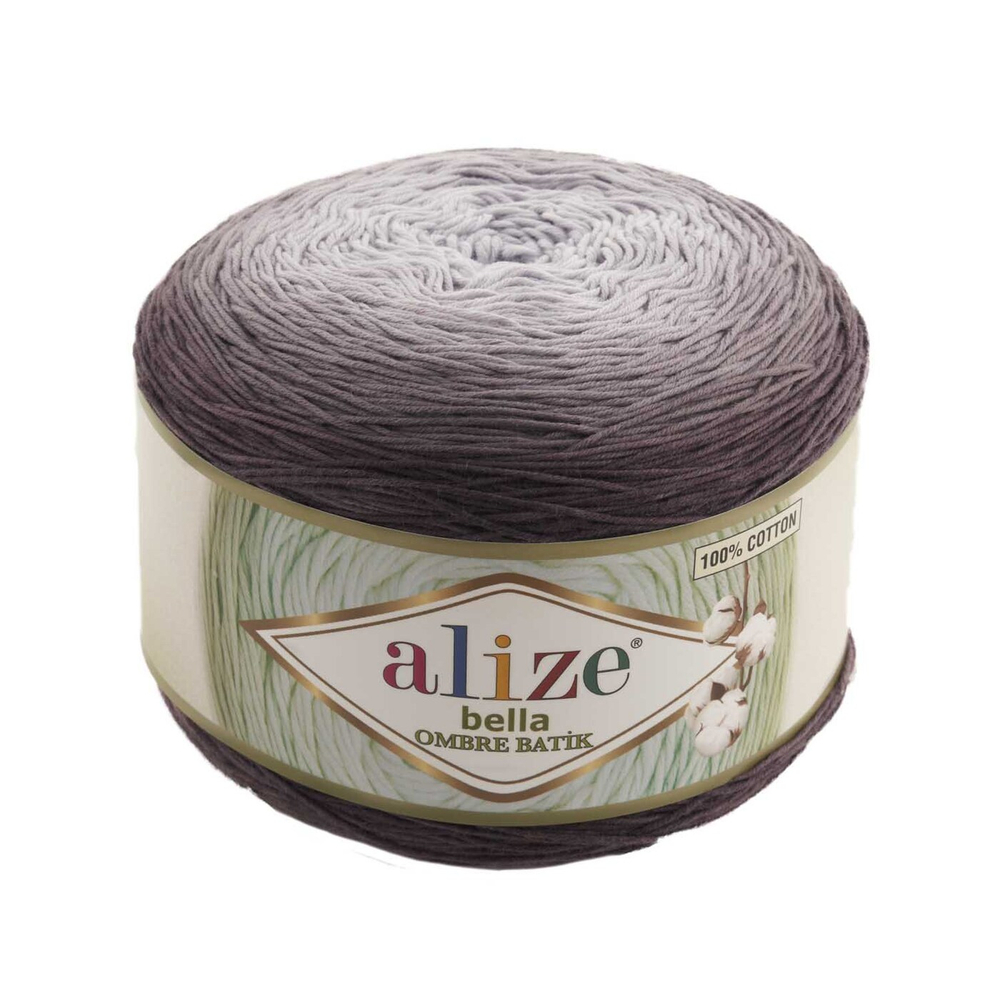 Белла омбре батик (Bella ombre batik) пряжа Alize 100%хлопок 1х250гр/900м 7411 серый