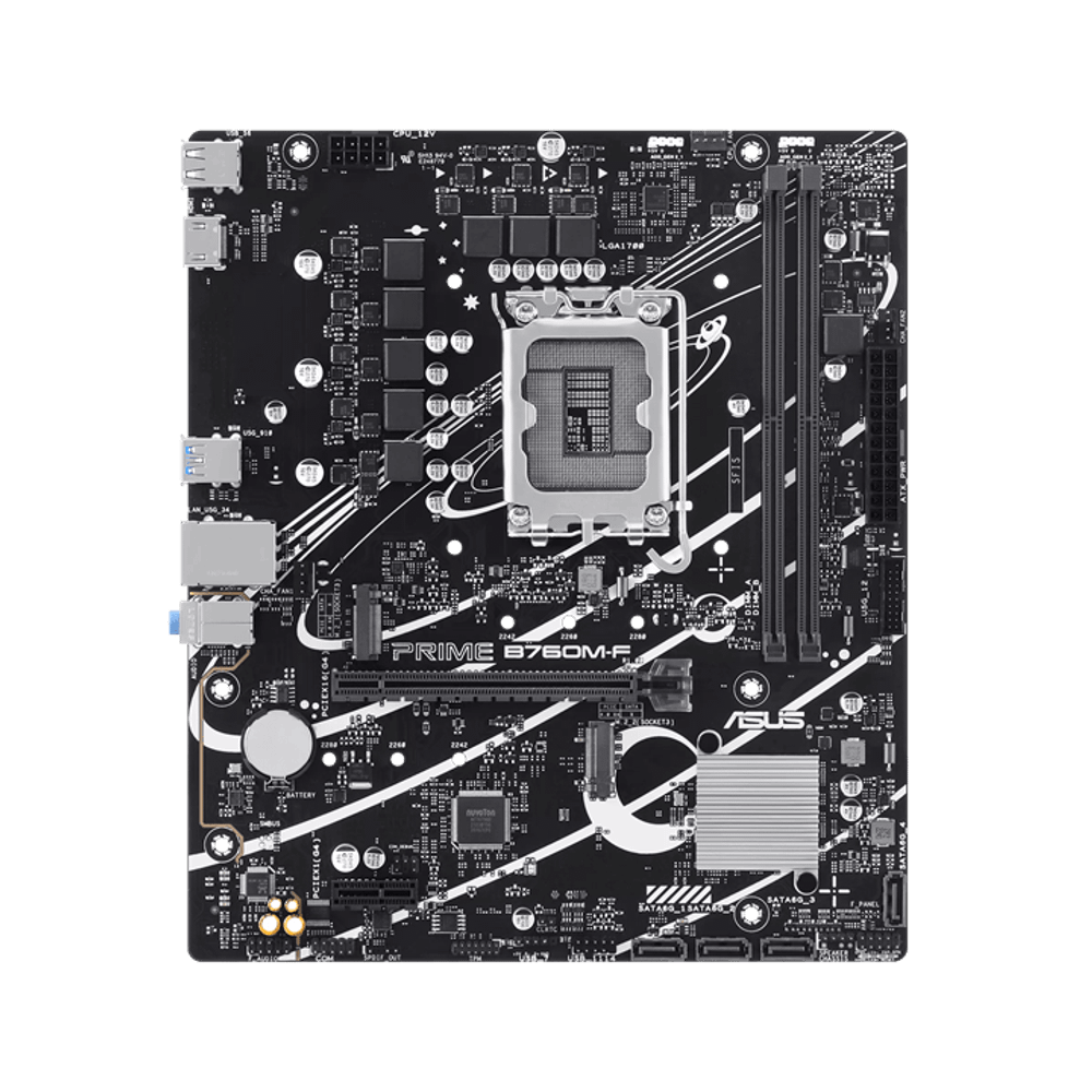 Материнская плата ASUS PRIME B760M-F, LGA1700 B760 2xDDR5 4xSATA3 2xM.2 RAID HDMI mATX